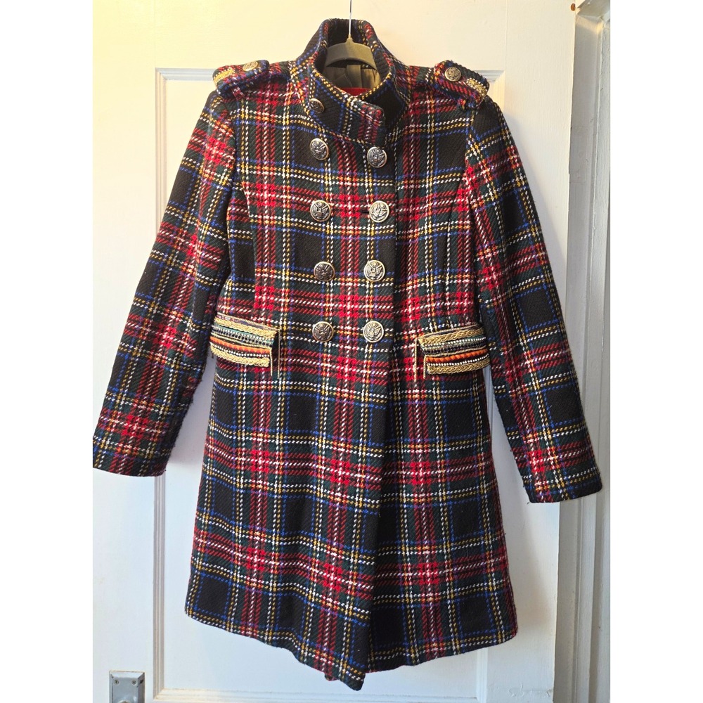 History Repeats by Michele Rossi Vintage Tartan Plaid Double-Breasted Coat TG42